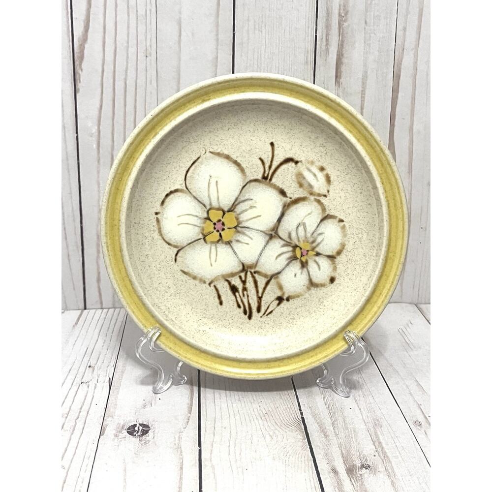 Vintage Montgomery Ward Petals Stoneware Plate Japan Yellow Rim Floral Cottage